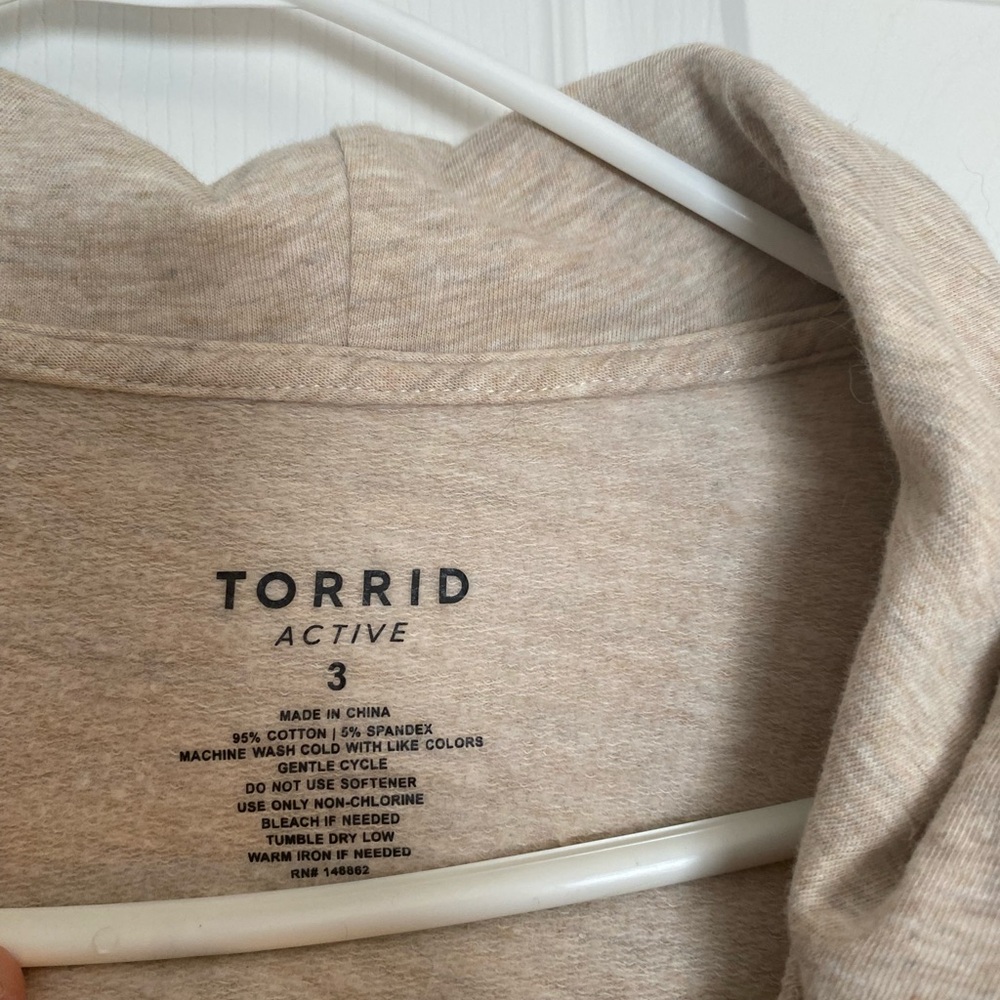 Torrid Oatmeal Hoodie puff sleeves Size 3 - Picture 6 of 7